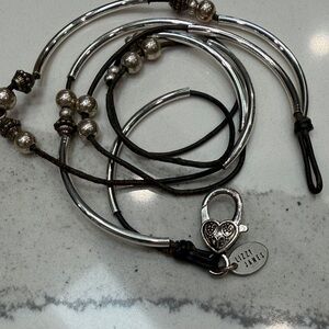 Lizzy James Metallic and Black Leather Bracelet